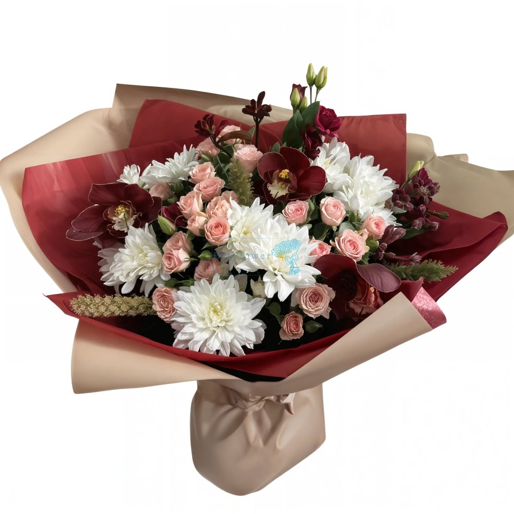 Букет цветов Роскошный Букет цветов из: Хризантемы, Орхидеи и Розы