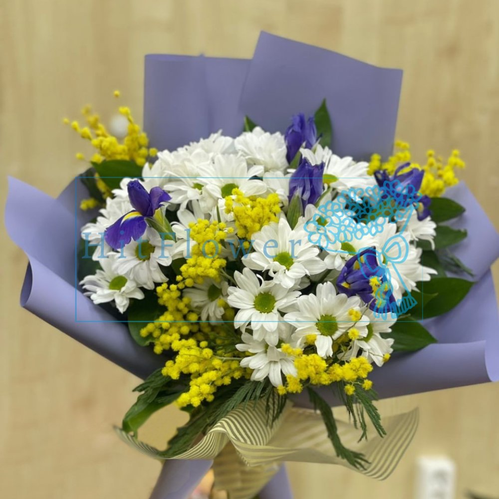 Букет цветов Весенняя Свежесть Букет цветов из: Хризантемы и Ирисы
